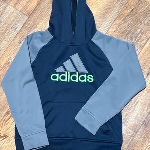 Adidas Kids Hoodie in Navy and Gray with Green Logo